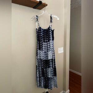 Lulu's Navy and White Midi Dress